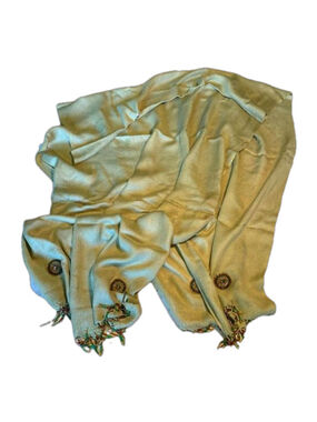 Large green woven shawl scarf with bead work